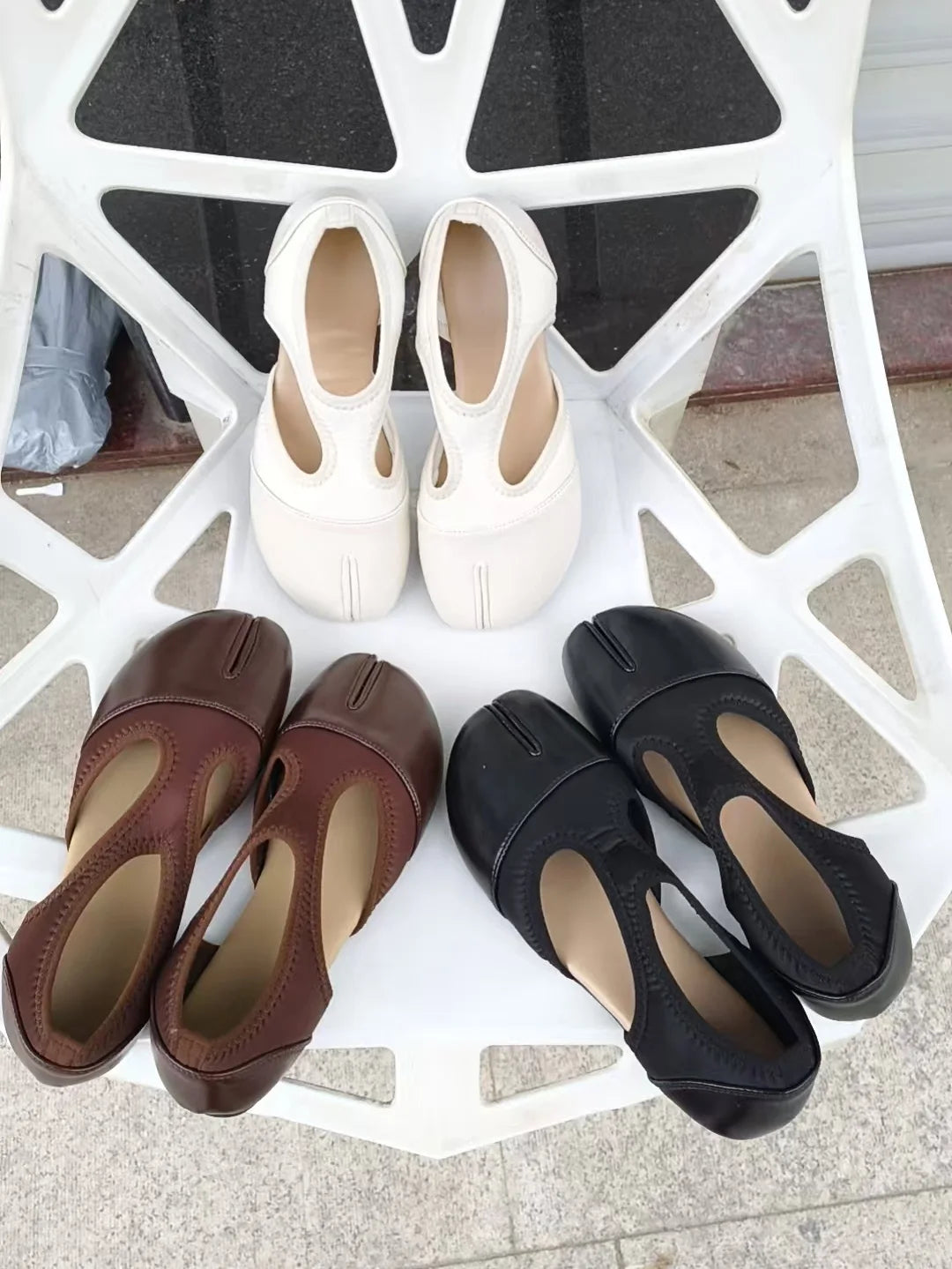 Women Brand Mary Janes Shoes Summer Split Toe Tabi Walking Sneakers Casual Splicing Loafers Designer Ballet Flats Shoes балет Pi-Mart