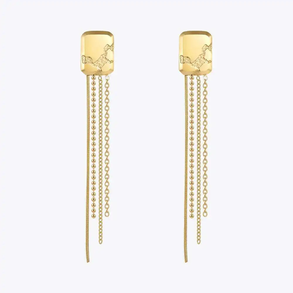 ENFASHION Simple Stainless Steel Gold Color Drop Earrings Chain Tassel Earring Pendientes Mujer Fashion Jewelry Party E221354 Pi-Mart