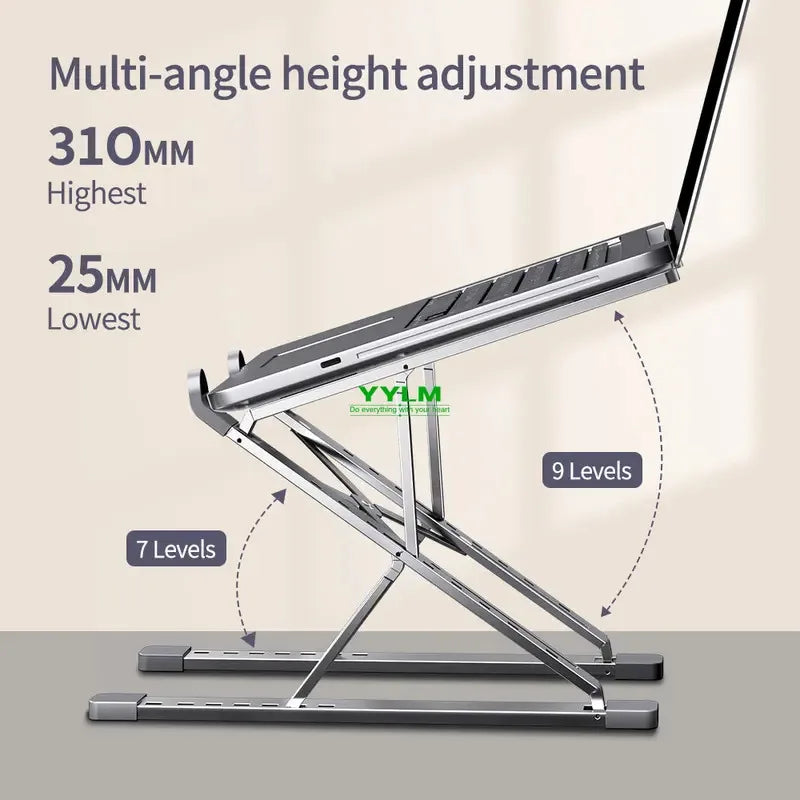 High-efficiency aluminum alloy laptop stand, adjustable, heat-dissipating, portable and foldable Pi-Mart