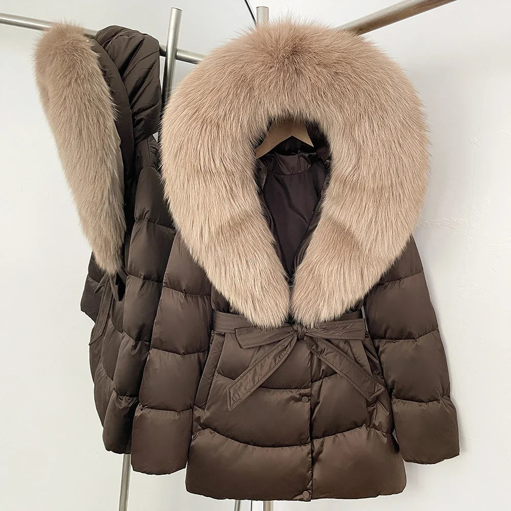 Natural Fur Collar Down Jacket Women Winter 2026 High Quality Duck Down Puffer Parka Windproof Warm Down Coat Outerwear New LadyShow.Store