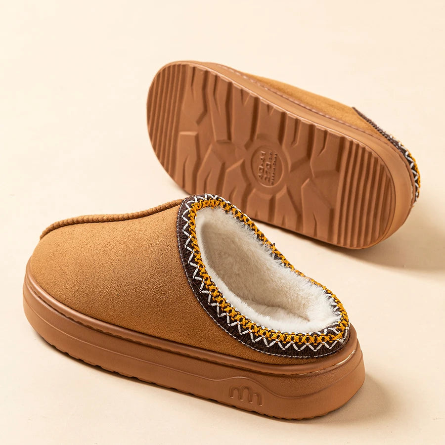 Winter Women's Slipper Fashion Fuzzy Fur Anti-slip Soft Sole Outdoor Indoor Warm Comfort Men Leisure Plush Houseshoes Couple Pi-Mart