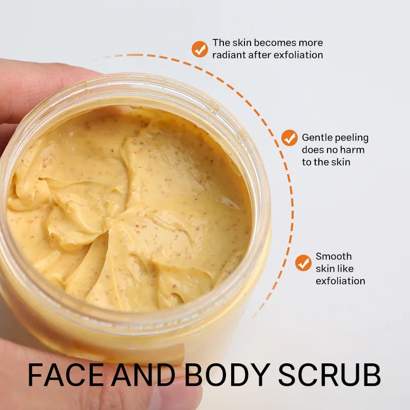 Vitamin C Kojic acid Natural Exfoliating Salt Body &Face Scrub Brightens and Softens Skin Deep Cleaning Anti Oxidative Skin Tone Pi-Mart