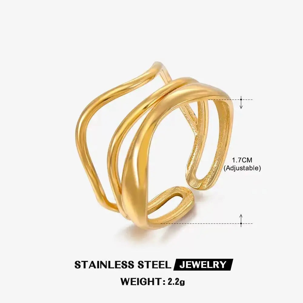High End Waterproof Hollow Stainless Steel Finger Ring Trendy for Women Personalize Jewelry Wholesale Pi-Mart