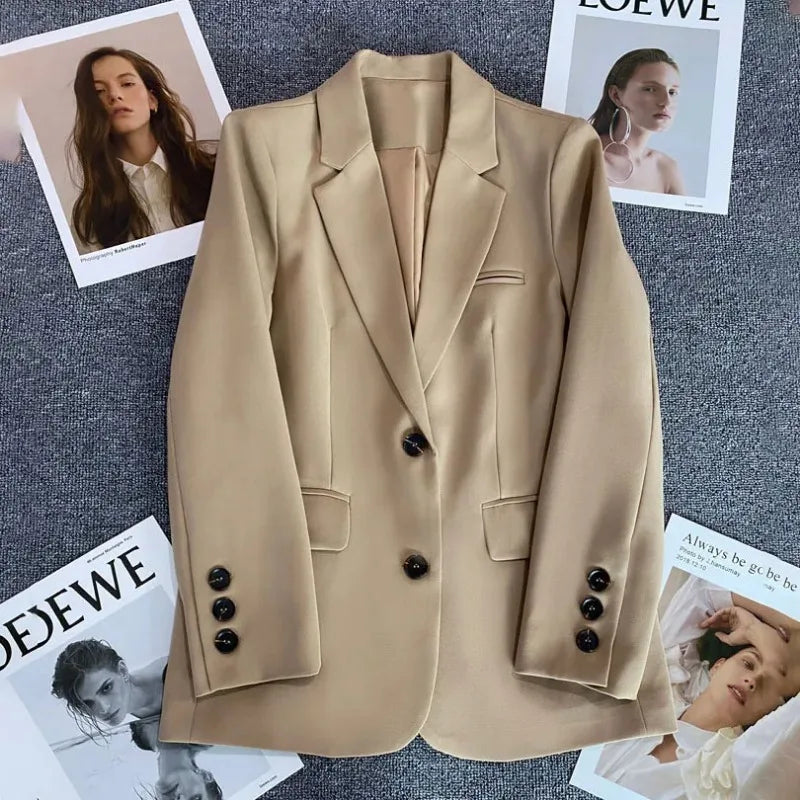 Elegant Office Lady Blazers for Women 2025 Fashion Long Sleeve Single Button Blazer Coats Female Top Suit Jackets Outerwears LadyShow.Store