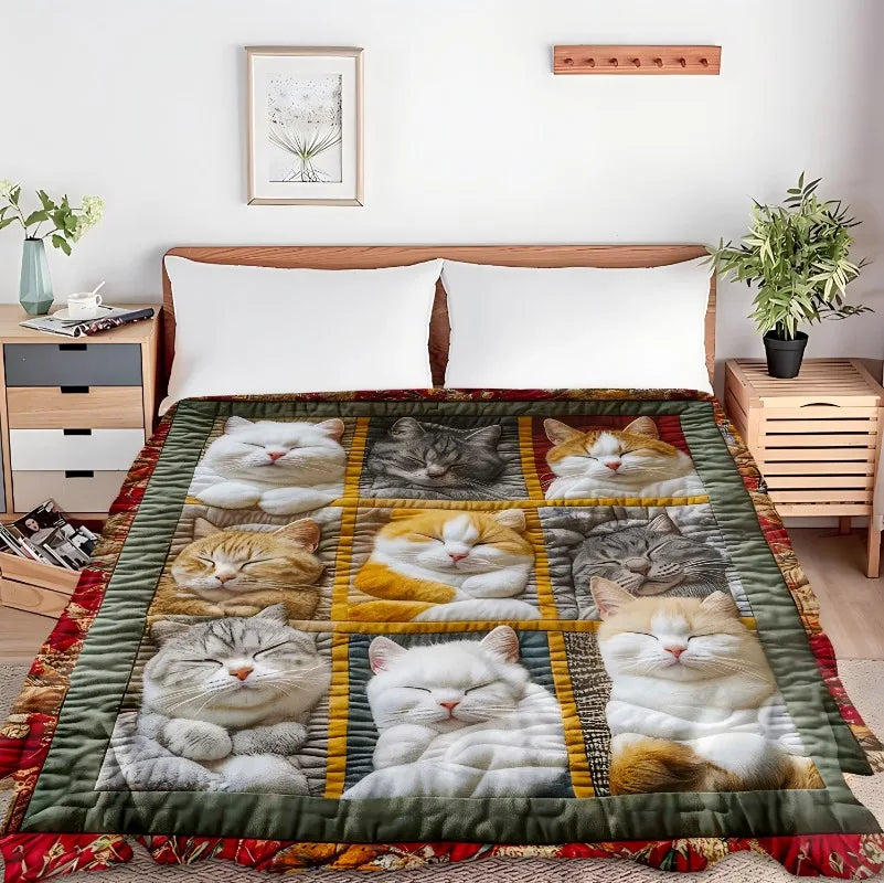 1PC Throw Cute Animals theme Cats Dogs Lover Flannel Blanket Gifts Soft Warm thin Blankets for Sofa Bed Car Camping all season Pi-Mart