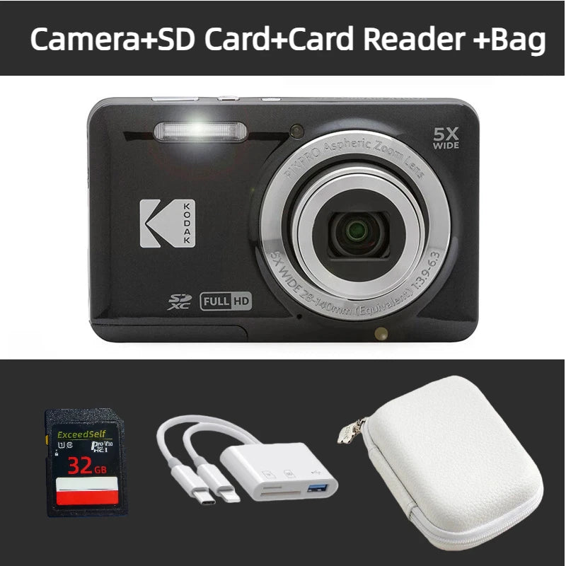 KODAK PIXPRO FZ55-RD 16MP Digital Camera 5X Optical Zoom 28mm Wide Angle 1080P Full HD Video 2.7" LCD Vlogging Camera Pi-Mart
