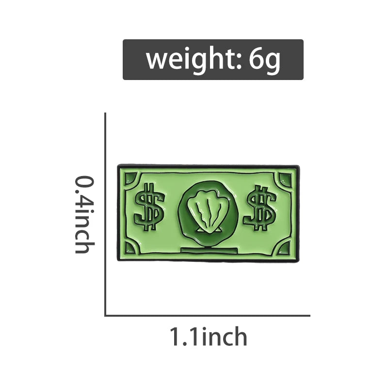 Green USD Symbol Enamel Pin Custom Wealth Money Cartoon Cute Anime Currency Brooches Lapel Badges Jewelry Kid Fans Gift Pi-Mart