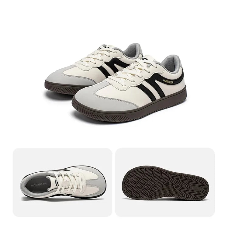 HOBIBEAR Unisex Wide Toe Shoes Artificial Leather Sneakers Casual Lace Up Retro Fashion Shoes for Women Men Pi-Mart