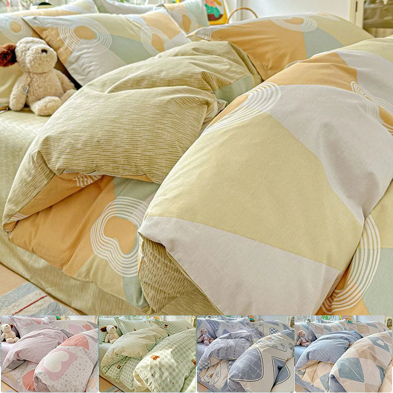 100% Cotton Bedding Set Duvet Set, Quilt Cover Pillow Sham, Wrinkle Free Machine Washable, All Season Comfort 240x220 Pi-Mart