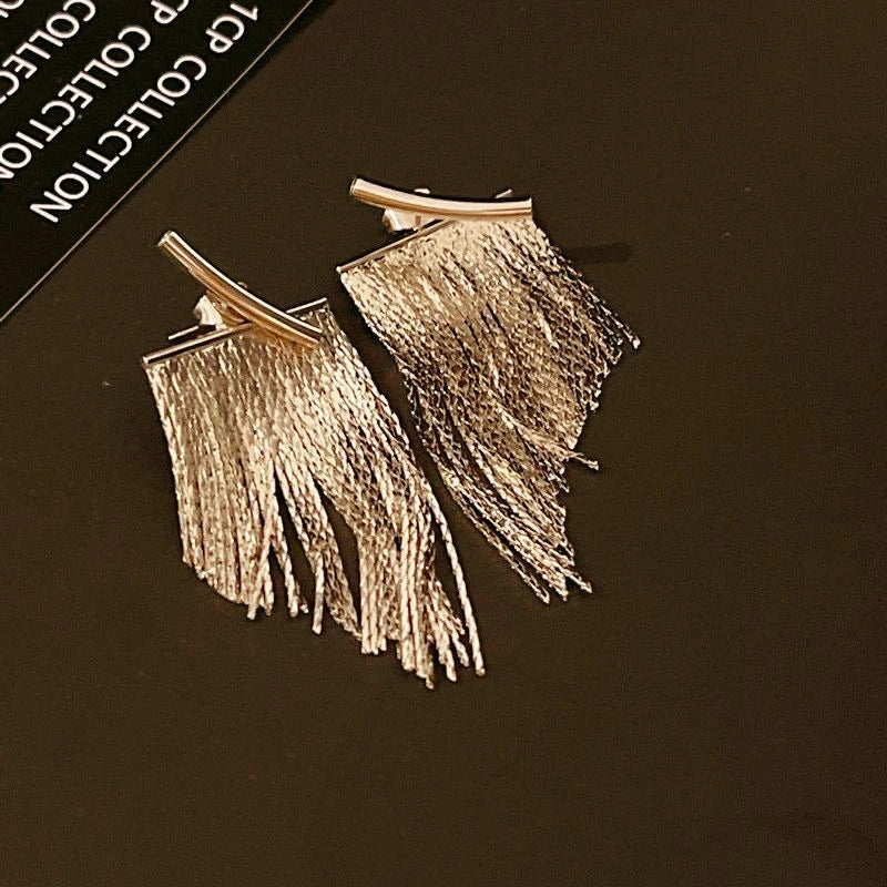 Fashion Statement Earring Long Statement Gold Color Bling Tassel Earrings For Women Female Wedding Daily Pendant Jewelry Gifts Pi-Mart
