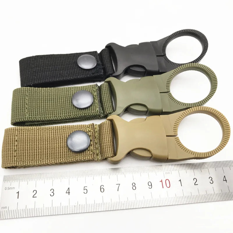 Webbing Water Bottle Holder Climbing Carabiner Belt Backpack Hanger Hooks Clip Multifunction Water Bottle Nylon Buckle Hook Clip Pi-Mart