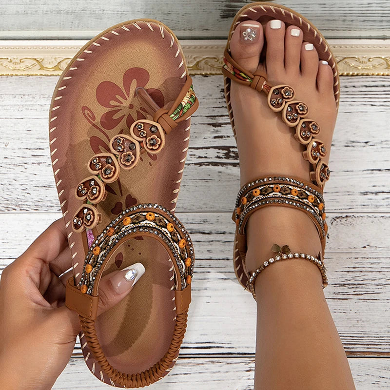Women's Sandals Bohemia Style Sandals Summer 2026 Shoes For Woman Flip Flops Beach Summer Shoes Women Low Heels Footwear Pi-Mart