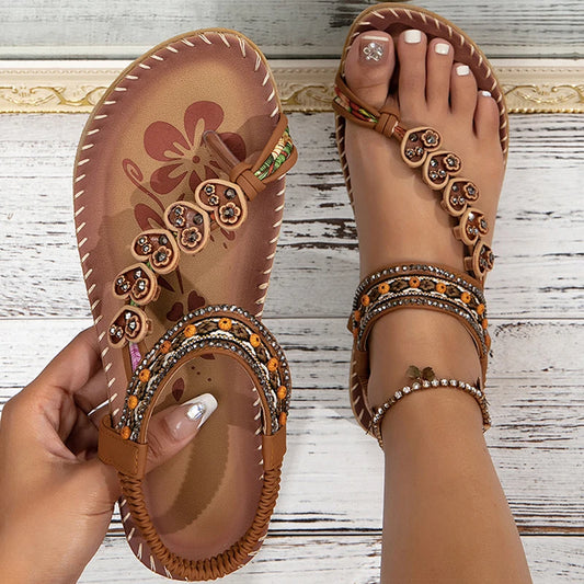 Women's Sandals Bohemia Style Sandals Summer 2026 Shoes For Woman Flip Flops Beach Summer Shoes Women Low Heels Footwear Pi-Mart