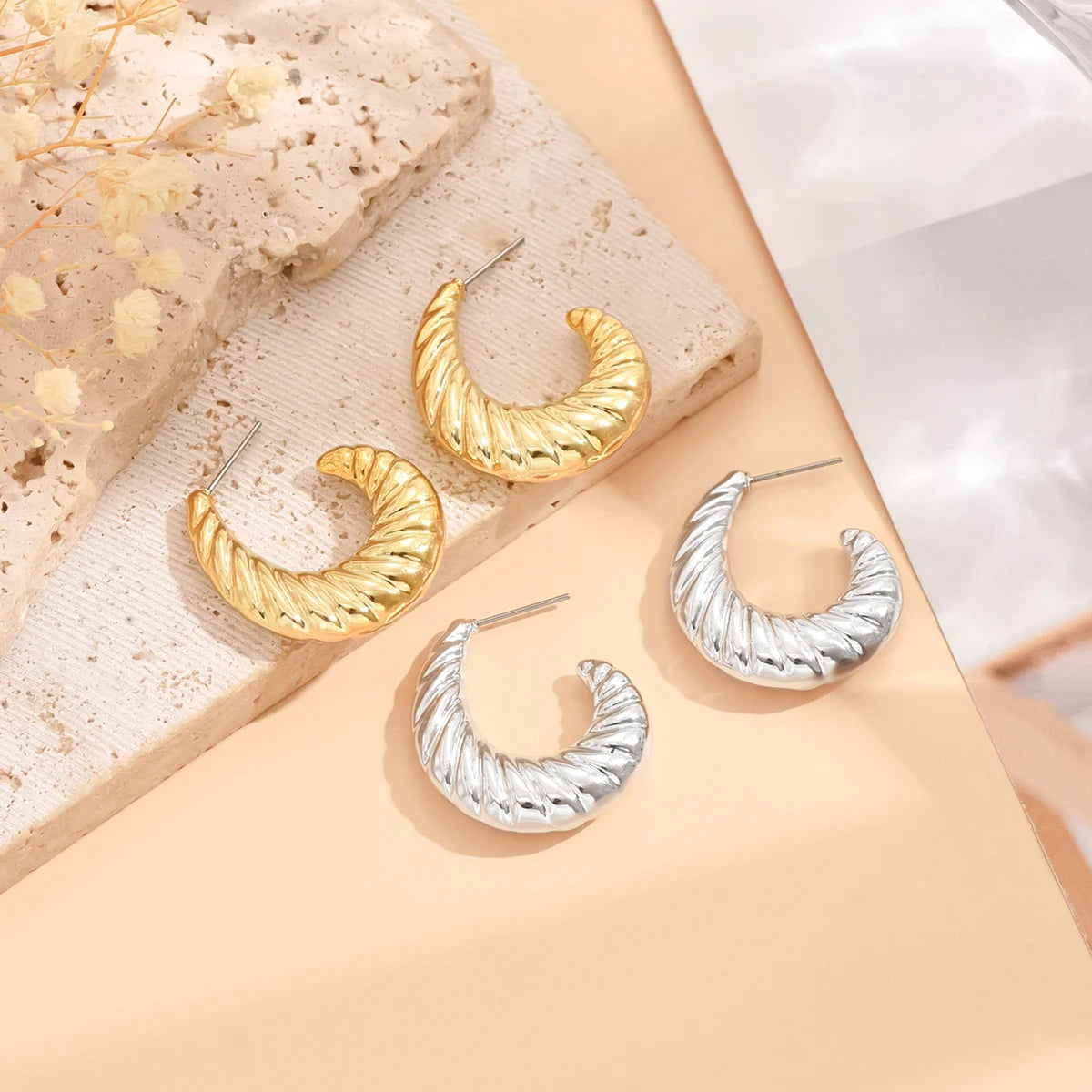 серьги Geometric Irregular Metallic Color Earrings for Women 2024 Minimalist Style Personality Earrings Trendy Jewelry Gift Pi-Mart