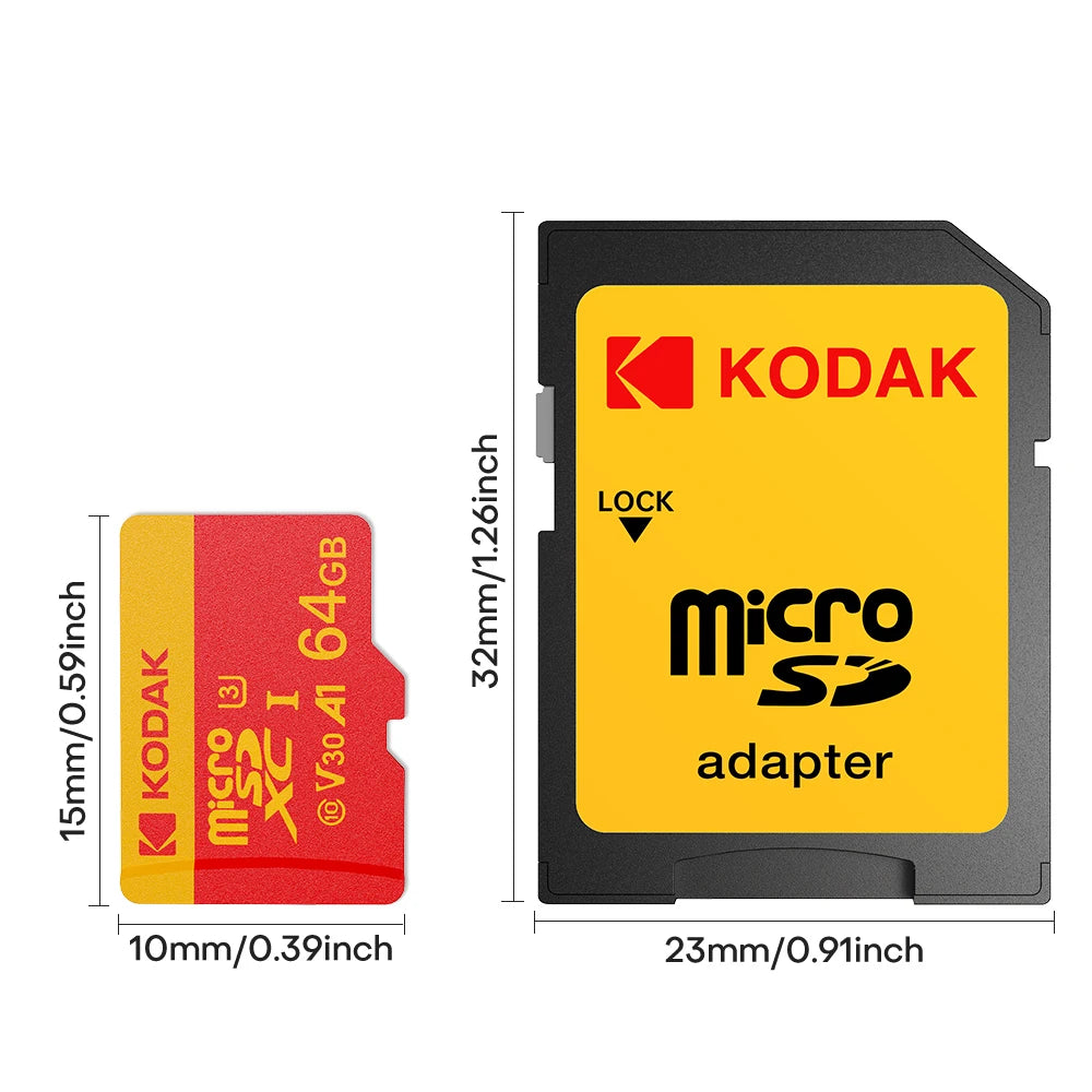 KODAK 128GB Micro SD Card U3 V30 256GB 64GB 32GB 4K High Speed TF Card for Phone Camera Drone Original TYPE-C Reader Pi-Mart