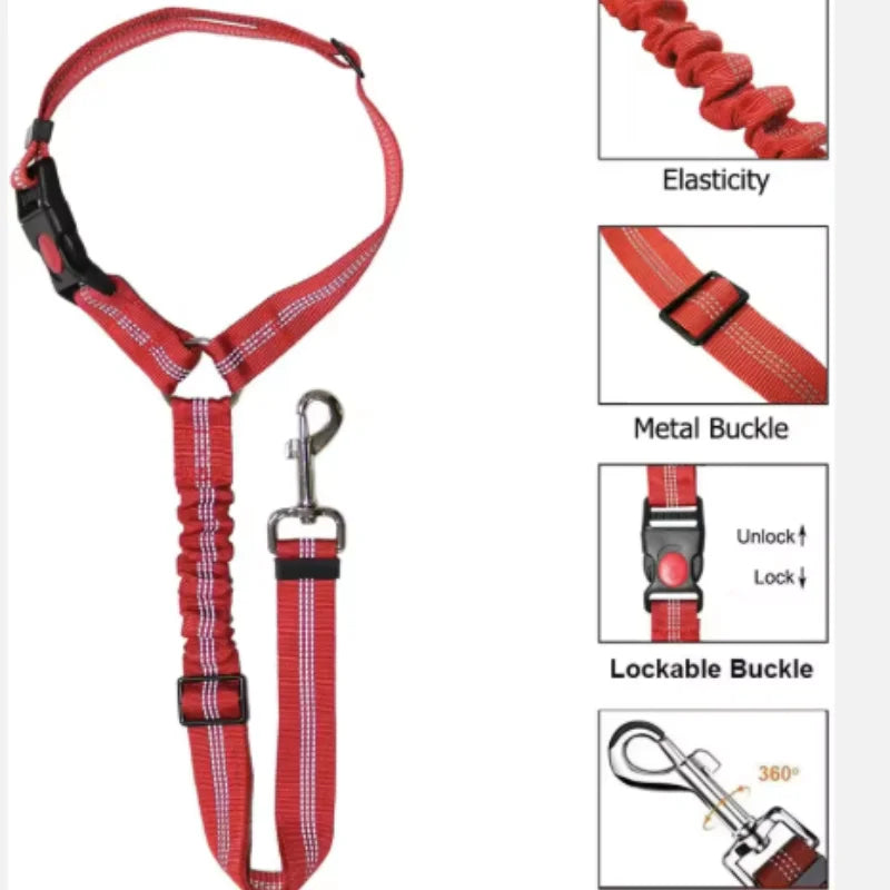 Reflective Pet Dog Car Seat Belt Puppy Collar Walking Travel Car Accessories Cat Leash Harness for Small Dogs Pet Car Supplies Pi-Mart