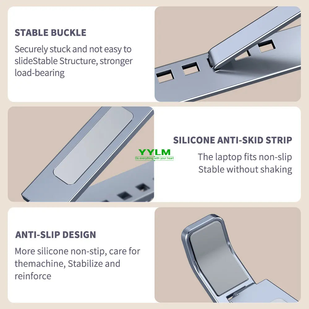 YYLM N8 Laptop Stand Aluminum for Macbook Adjustable Portable More Stabe Laptop Stand Cooling Stand Foldable Notebook Holder Pi-Mart