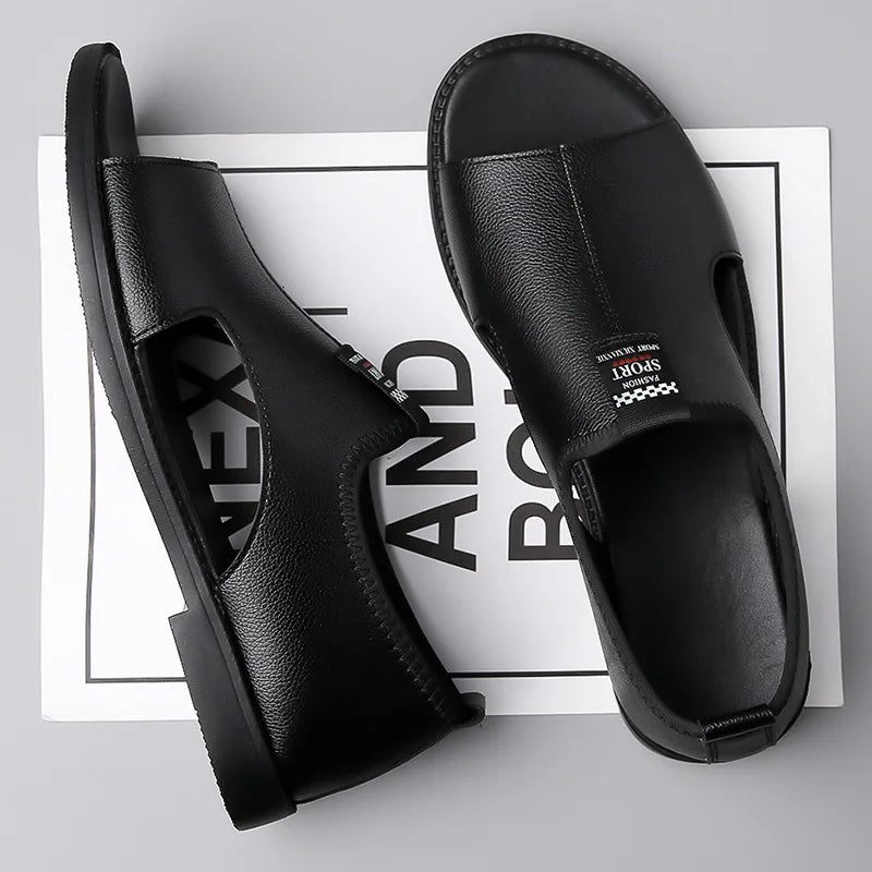 Brand Man Sandals Designer Fashion Leather Casual for Men Summer Comfortable Beach Slippers Outdoor Non-slip Men Sandalias 2026 Pi-Mart