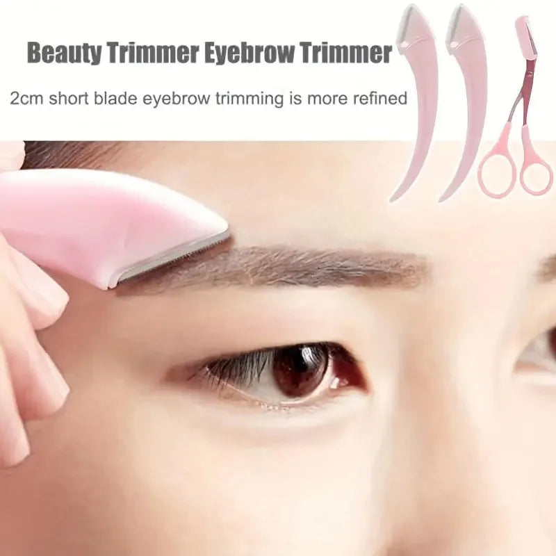 Eyebrow Trimmer Set, Curved Eyebrow Razor, Eyebrow Scissors With Comb, Convenient Easy Beauty Tools For Beginners Pi-Mart