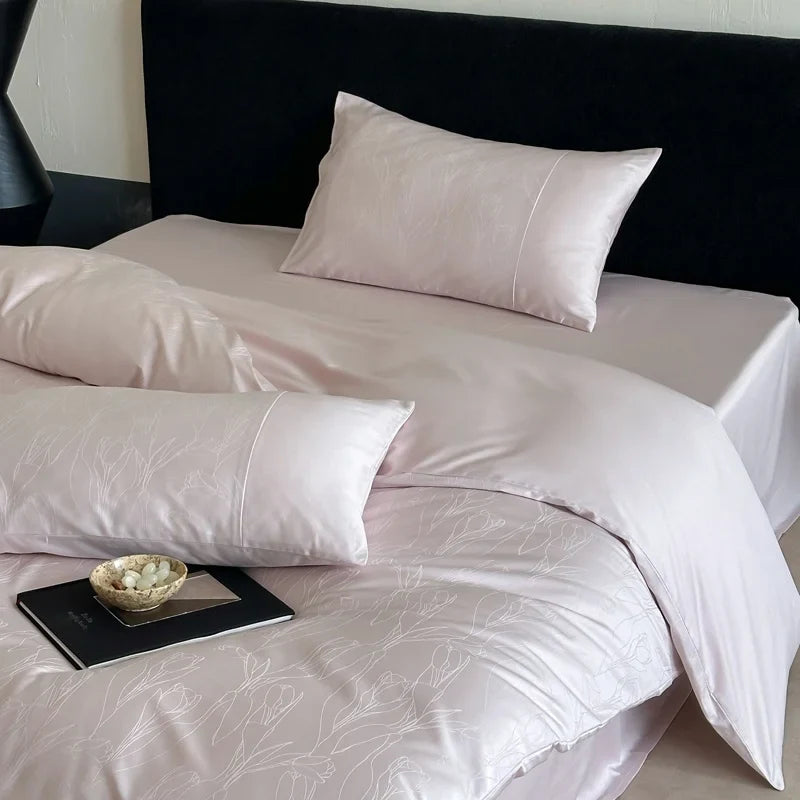 Long Staple Cotton Jacquard Bedding Set Single Double Queen King Size Duvet Cover Bedsheet Pillowcase Luxury Quilt Cover Set LadyShow.Store