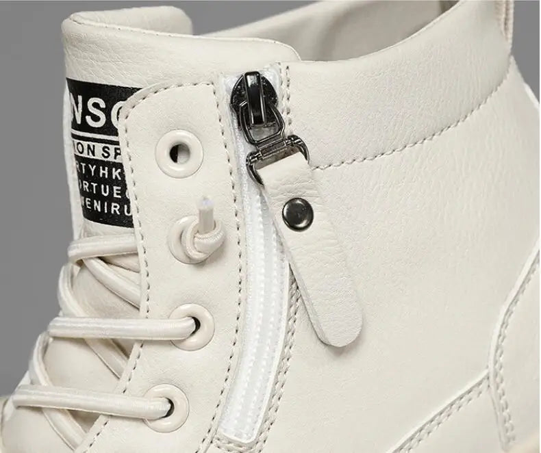 Men Boots Autumn High Top Leather Casual Shoes Fashion Cotton Shoes Flat Ankle Boots Business Outdoor Shoes Man Sneakers New Pi-Mart