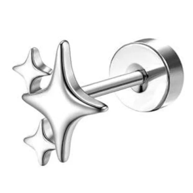 Bobisty 1pc Earrings for Sensitive Ears Surgical Stainless Steel Earrings for Women Dainty Flat Back Earring Stud Hoop Cartilage Pi-Mart