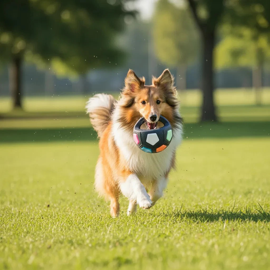 Soccer Ball Pet Vocal Toy, Durable TPR Material, Dog Toy With Carrying Handle, Suitable for Throwing , Interactive Pet Toy Pi-Mart