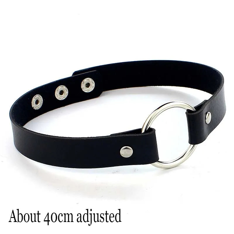 Black PU Leather Punk Choker Collar Necklace with Rivets Gothic Femme Jewelry for Party Club Sexy Goth Pendientes Pi-Mart