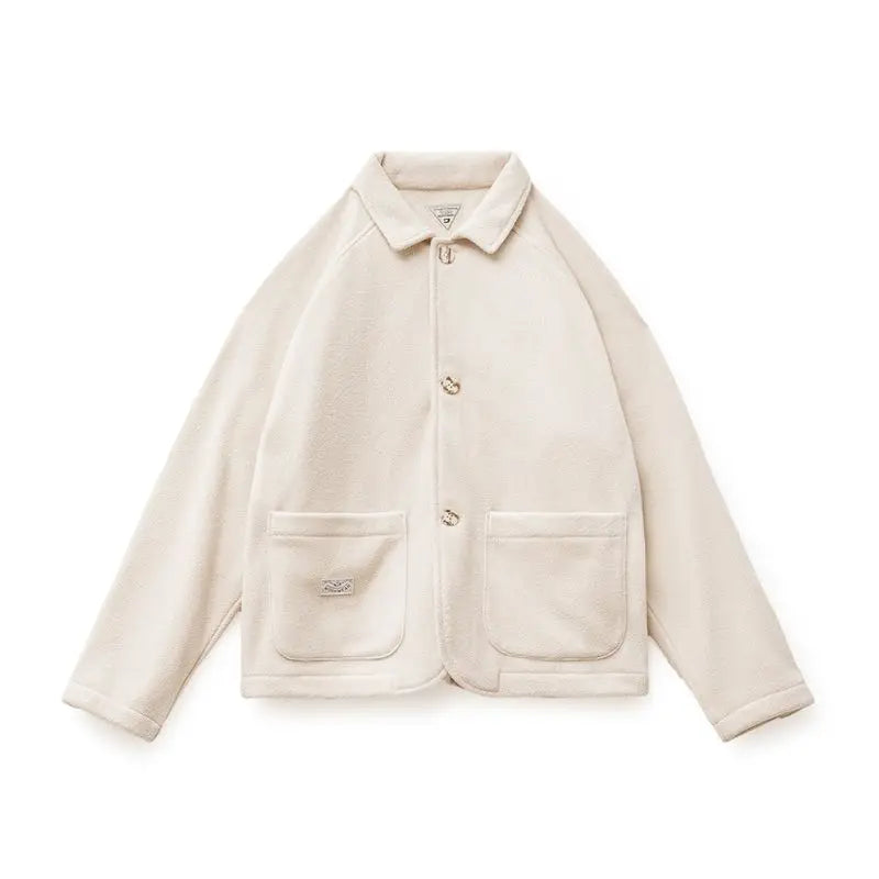 Maden Women's Fleece Lapel Warm Jacket 290gsm Single-breasted Solid Color Casual TOPs Coat for Autumn Winter Outwear LadyShow.Store