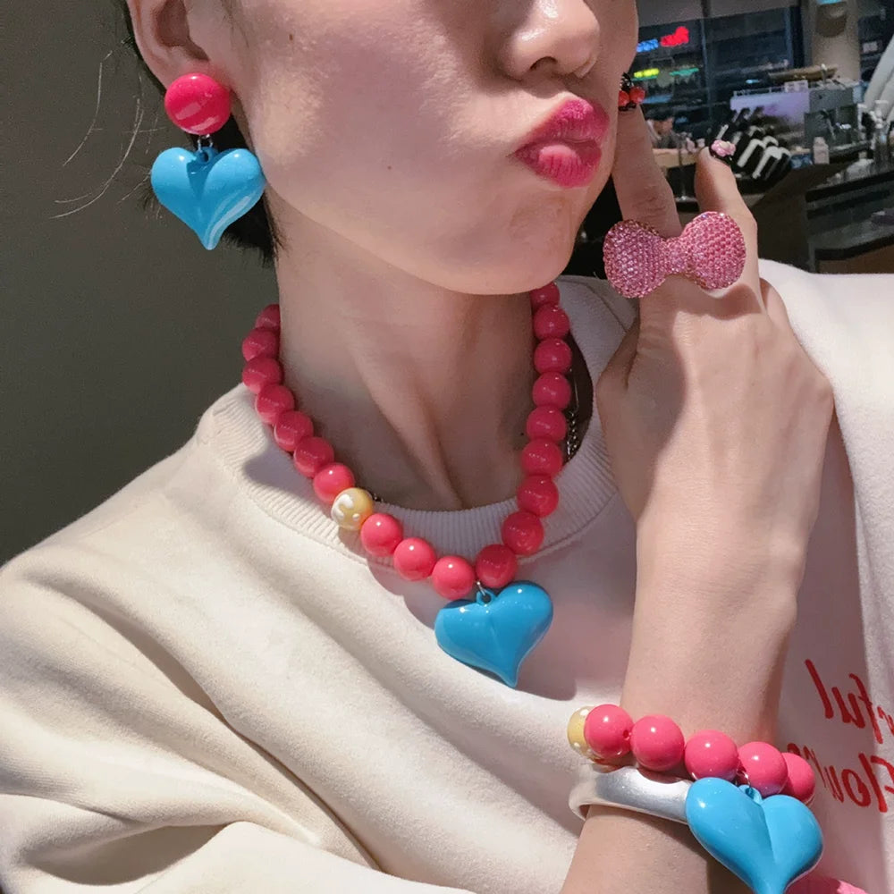 Fashionable Summer Pendant Necklace Simple And Elegant Bracelet Sweet Necklace New Heart-Shaped Jewelry Accessory Pi-Mart