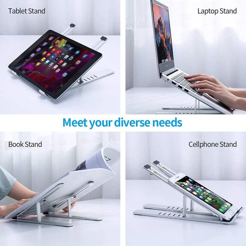 Aluminum Alloy Laptop Holder Stand Adjustable Foldable Portable for Notebook Computer Bracket Lifting Cooling Holder Non-slip Pi-Mart