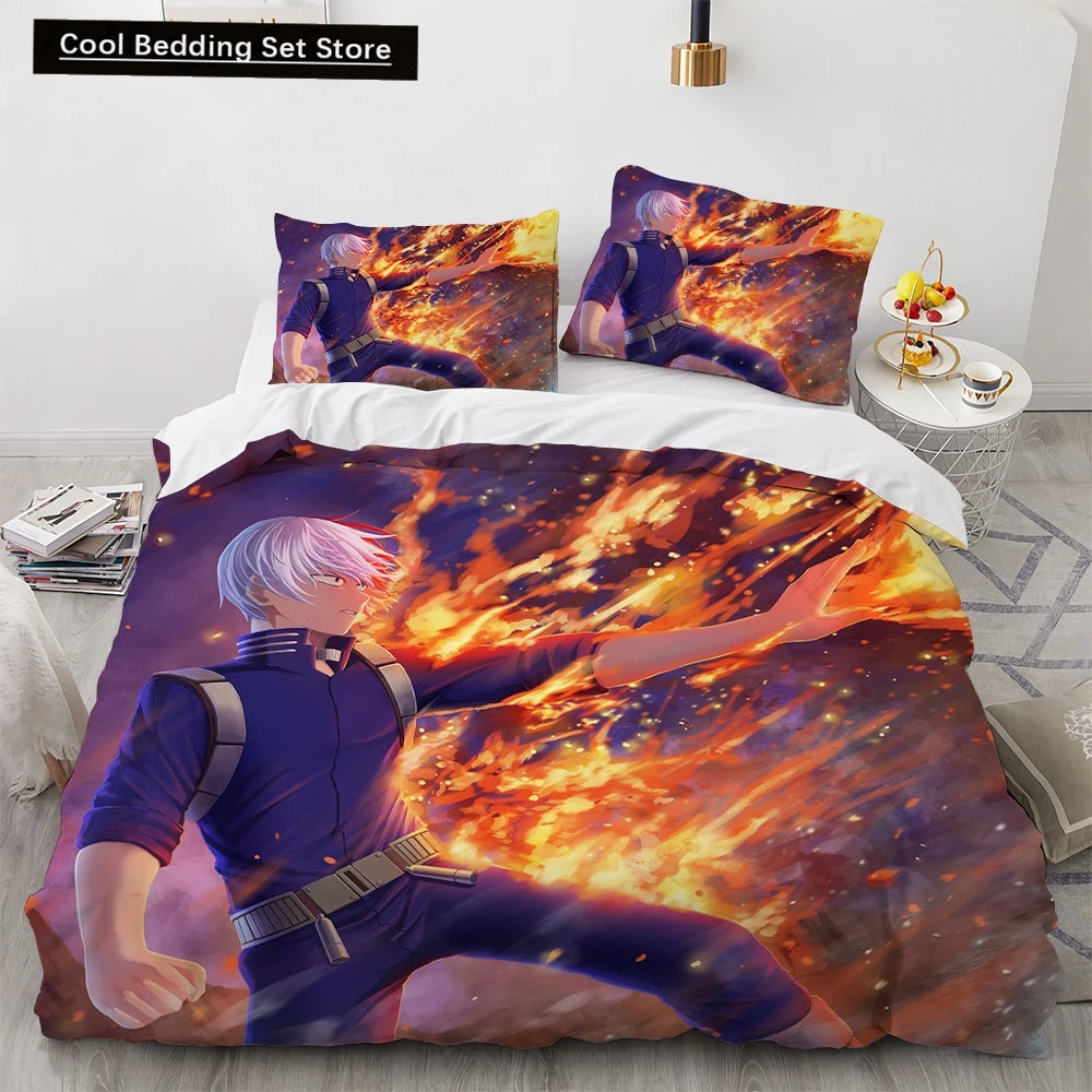 New Anime My Hero Academy Bedding Set Anime Characters Duvet Cover 3D Cartoon Polyester Quilt Cover Queen King Size Kids Boys Pi-Mart