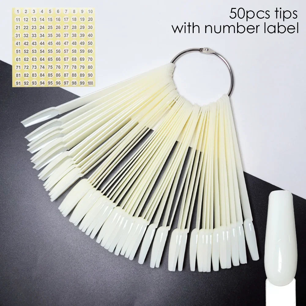 80/50/20pcs Nail Display Sticks Nail Swatch False Nail Tips Nail Gel Polish Practice Clear Display Board for Nail Art Tools Tri Light Beauty