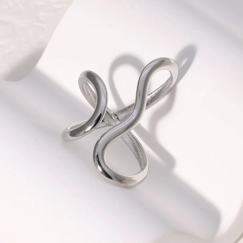 Fashion Stainless Steel Waterproof Open Ring Personality Charms PVD Real Gold 18K Plated Trendy Jewelry for Women Pi-Mart