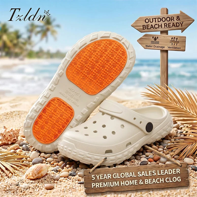 Tzldn Men Women Clogs Thick Sole Non-slip Beach Slippers Outdoor Ventilation Garden Shoes EVA Anti-slip Home Slides LadyShow.Store