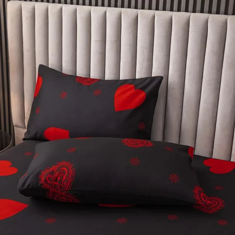 3pcs Printed Brushed Duvet Cover Pillowcase Three Piece Set High Quality Skin Friendly Fabric Bedding Cover (without Bed Sheet) Pi-Mart