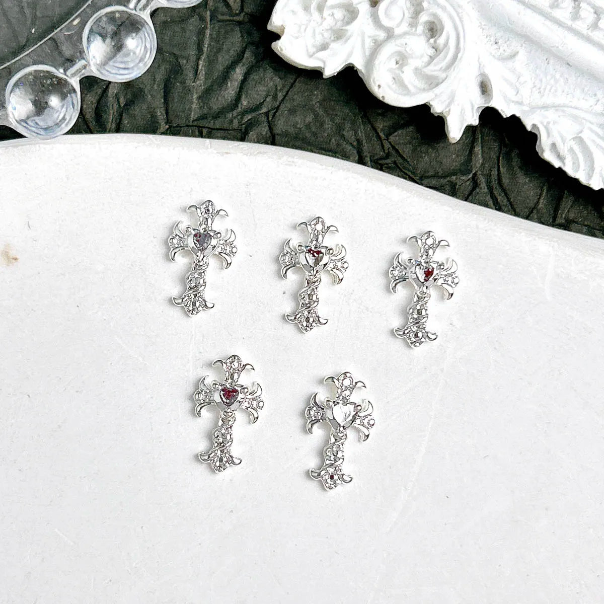 20PCS 3D Light Luxury Classic Cross Nail Charms Creative Exquisite Retro Alloy Cross Nail Art Decorations for DIY Cool Manicure Pi-Mart