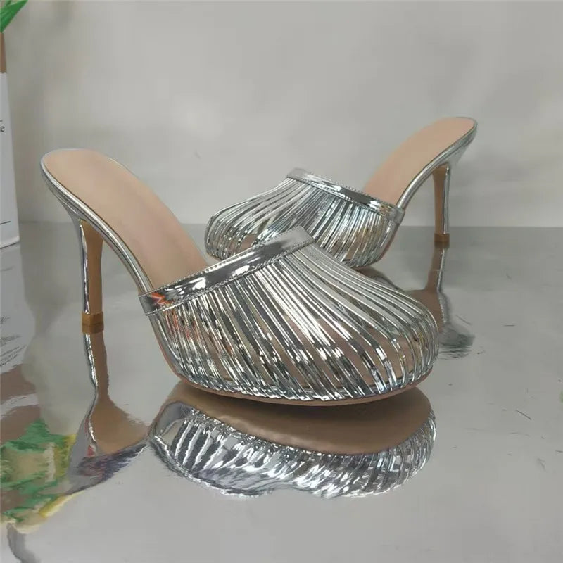 2026 New Sexy Women's Open Toe Mule Sandals - Slip On Stiletto Heels for Wedding/Party, Summer Breathable Comfort Dressy Shoes LadyShow.Store