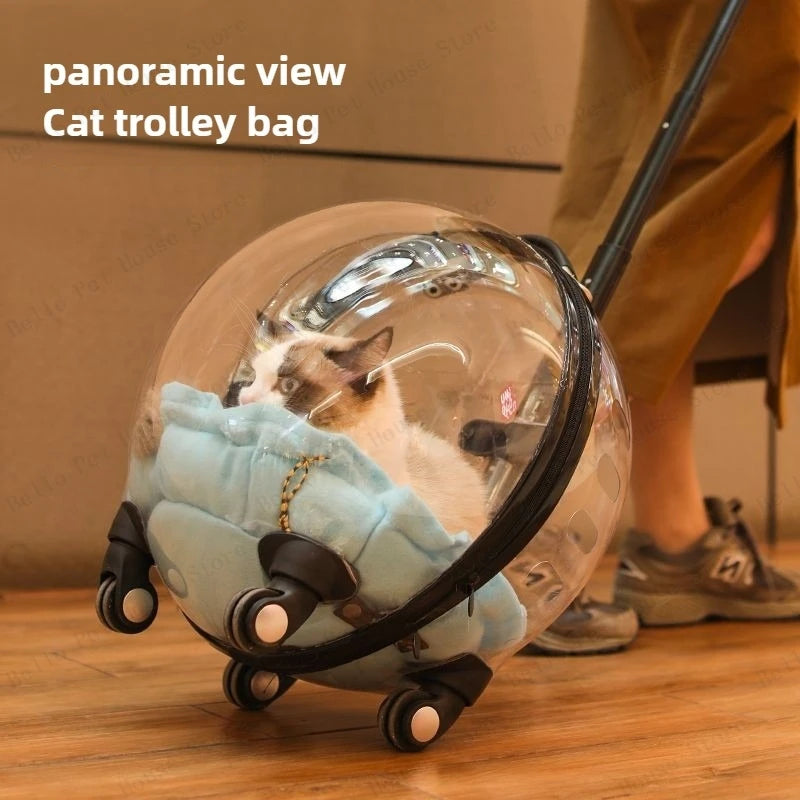 Portable Cat Bag for Going Out Large Capacity Transparent Breathable Pet Trolley Case Cat Travel Bag Pet Supplies Cat nest Pi-Mart