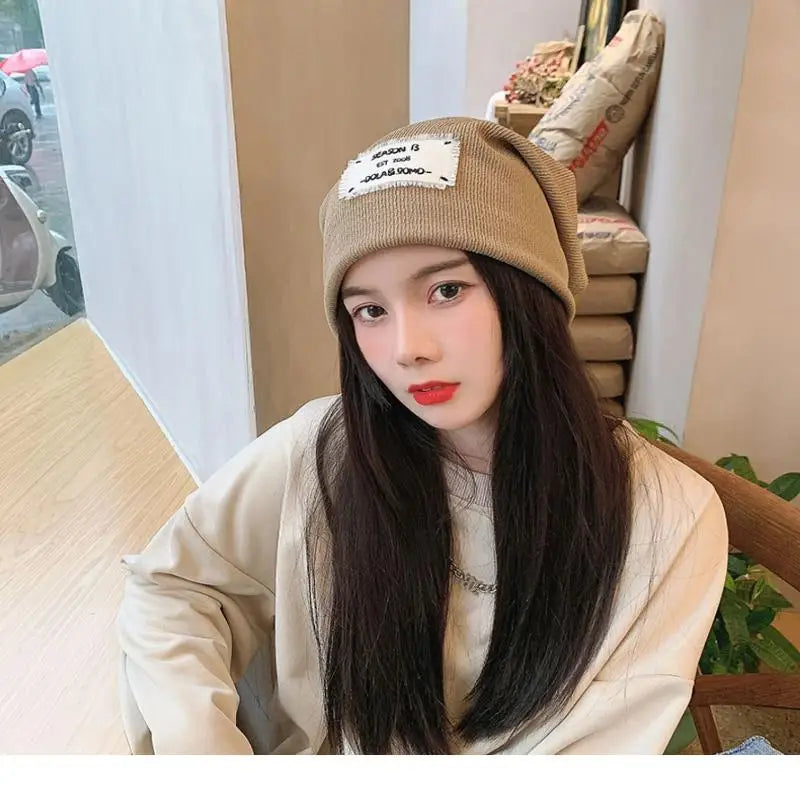 Casual Keep Warm Thin Knit Hat Cute Outdoor Cold Cap Ear Protection Warm Stack Hat For Men Women Pi-Mart