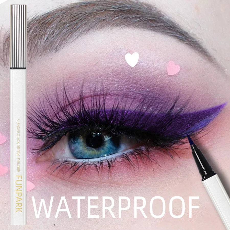 1PC New Purple Fine Liquid Eyeliner Long Lasting Eye Pen Waterproof Quick-drying Korean Makeup Products Beauty Matte Eye Pen Tri Light Beauty