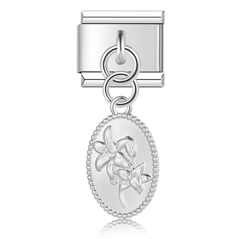 Hapiship 9mm Width Original Daisy Unicorn Angel Cup Santa Claus Italian Charm Fit Bracelet Stainless Steel Jewelry Making DJ050 Pi-Mart