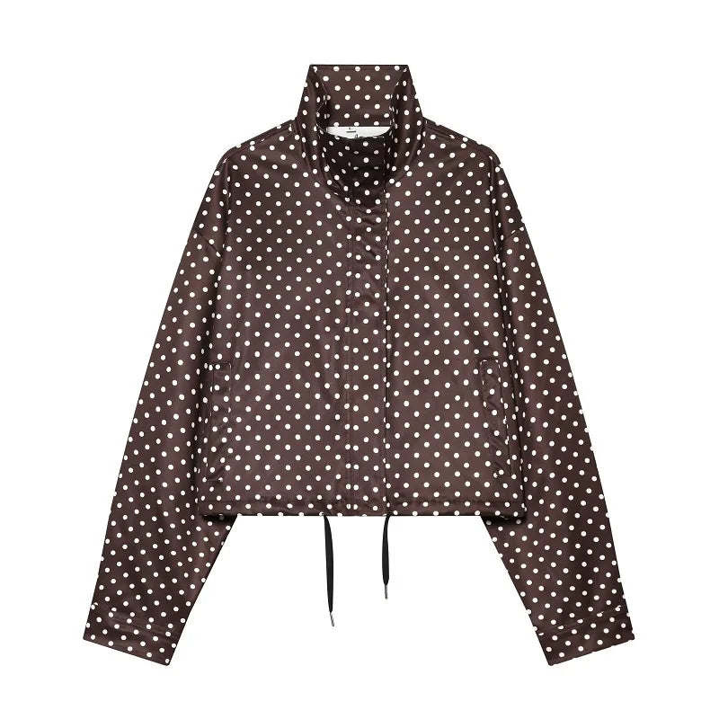 MUJER Polka Dot Bomber Jackets for Women Oversized Cropped Jacket Woman Long Sleeve Women's Jacket Fashion Winter Coat Female LadyShow.Store