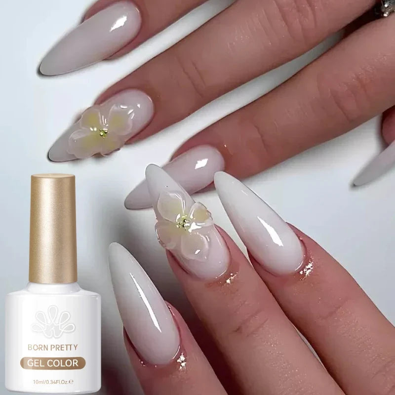 BORN PRETTY 10ml Milky Jelly White Gel Nail Polish Translucent Semi Permanent Soak Off UV LED Gel Varnish Manicure Nail Art Tri Light Beauty