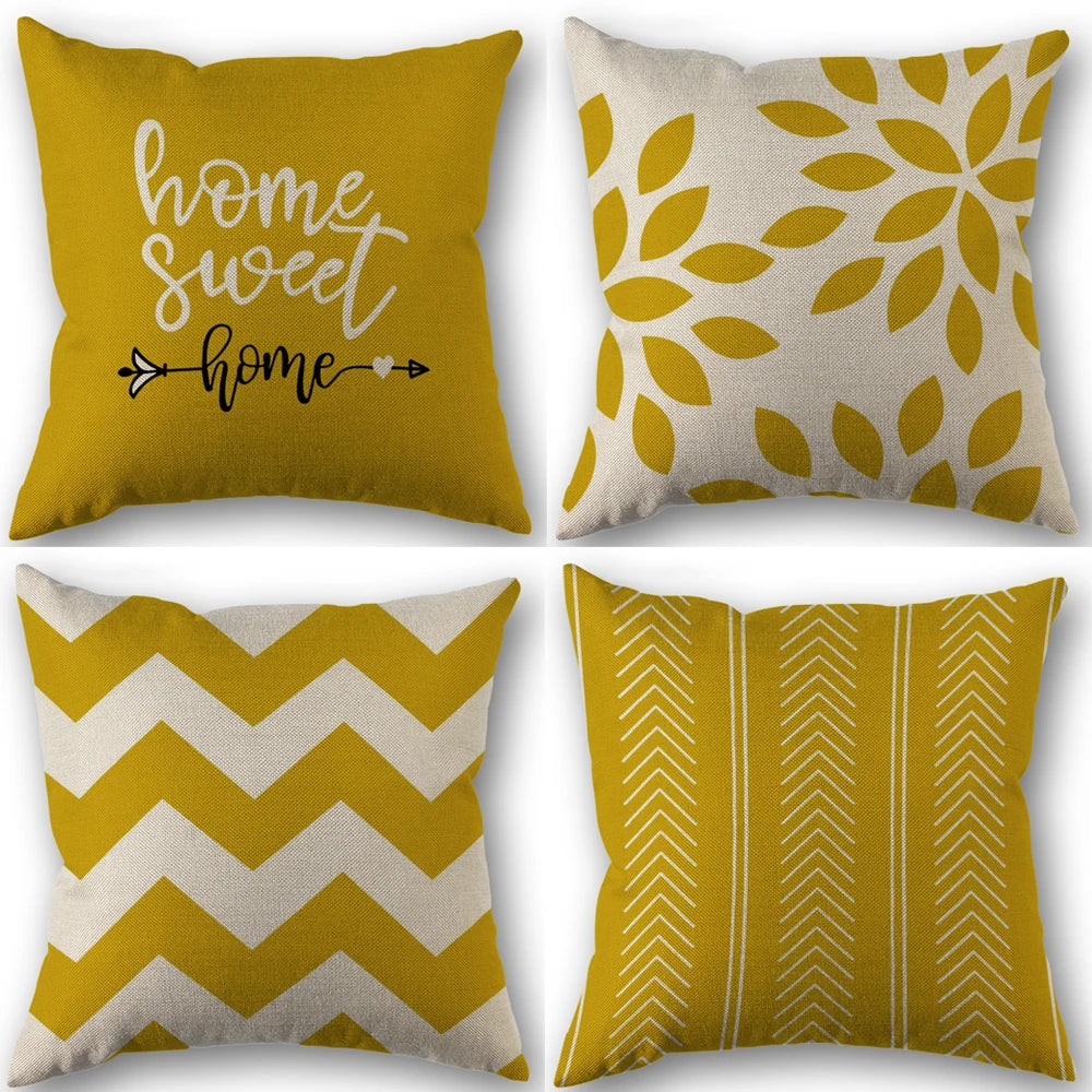 4Pcs Linen Square Cushion Cover,single-sided Printed Pillowcase ,Home Decor ,Room Decor,Living Decor,Bedroom Decor Pi-Mart