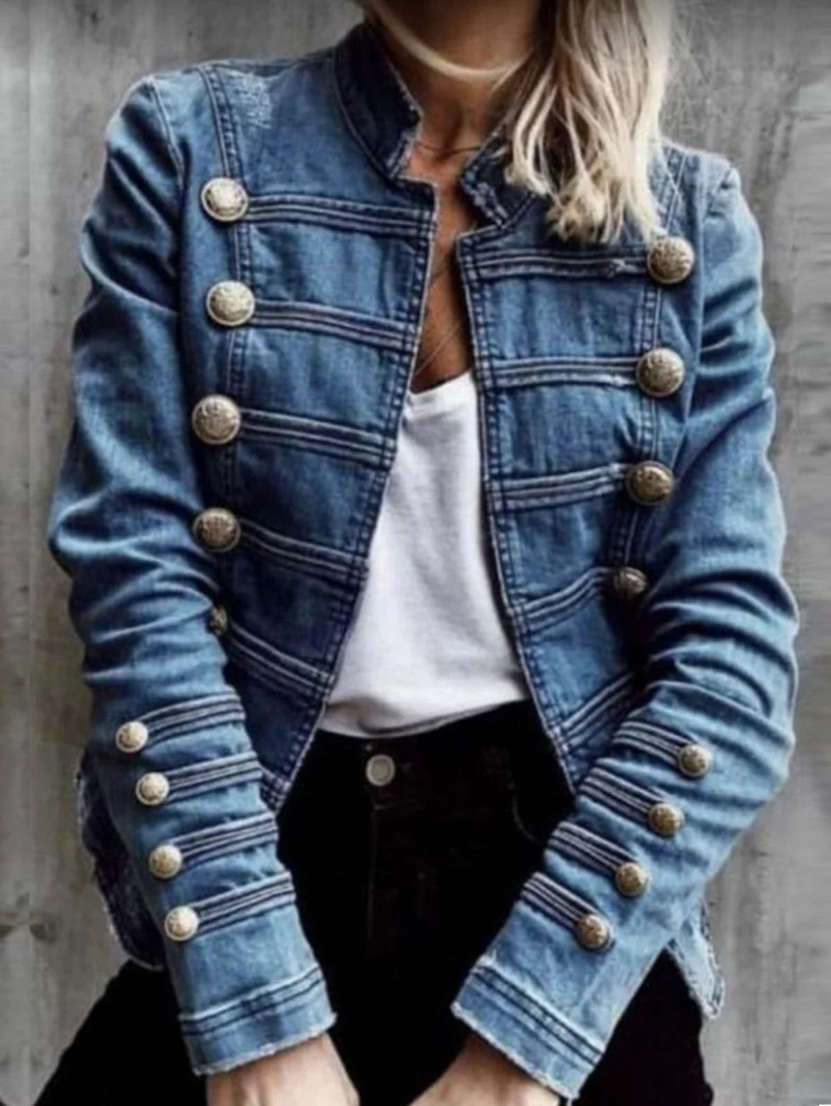 Vintage Commuter Denim Coat Women Autumn New European American Fashion Slim Fit Top Elegant All-match Double Breasted Jackets LadyShow.Store
