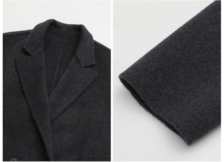 CHIC VEN New Women Woolen Coat Loose Solid Mid-length Double-sided Oversized Office Ladies Jackets Outerwear Autumn Winter 2026 Pi-Mart