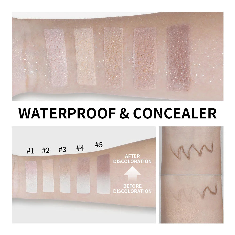Lakerain Color Changing Foundation Stick Full Coverage Matte Finish Dual-Ended Brush & Stick Waterproof Smooth Foundation Makeup Tri Light Beauty