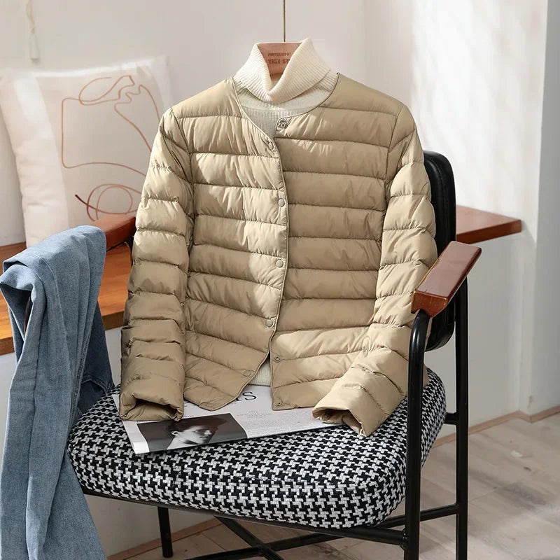 2026 New Arrivals Autumn Winter Warm Women White Duck Down Slim Jackets Female Fashion Ultra Lightweight Packable Puffer Coats LadyShow.Store