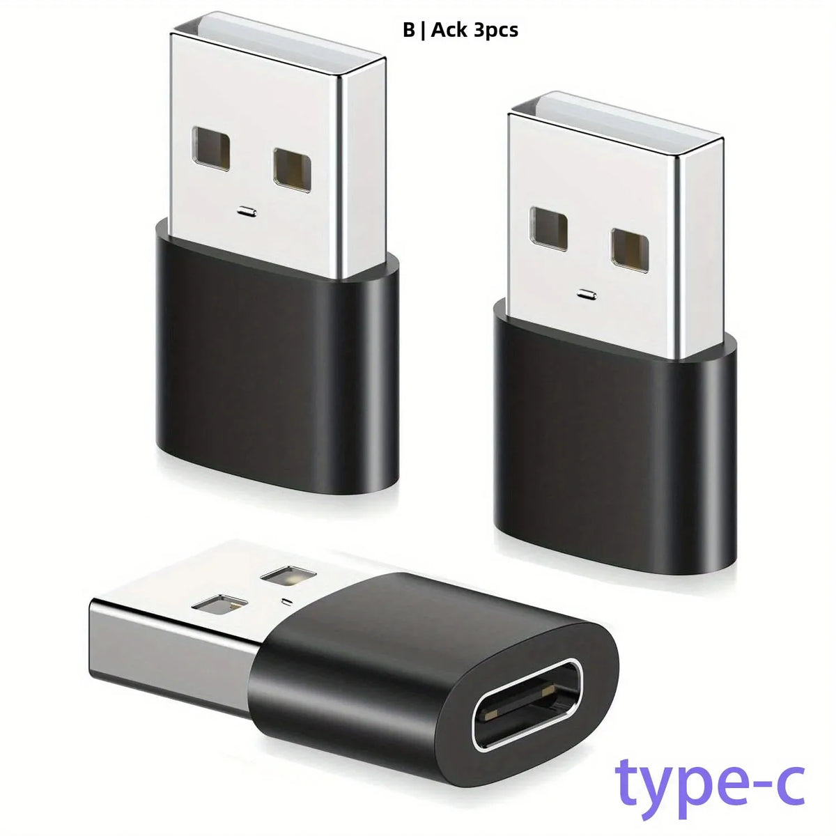 3-Pack USB to USB C Adapter, USB C Female to USB Male Super Fast Charging and OTG Converter Compatible with iPhone 15/14/13/12 P Pi-Mart